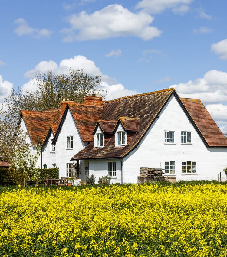 Row of English Farm Cottages in Buckinghamshire