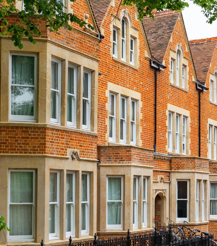 Traditional brick town houses in Oxford