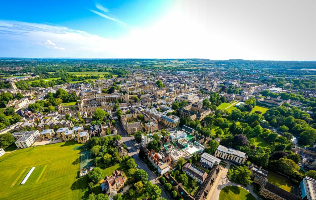 Aerial view of Oxford city center