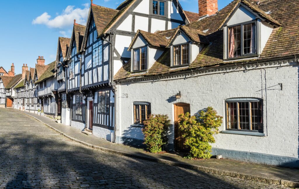 Tudor architecture in historic Warwick part of the Warwickshire Golden Triangle
