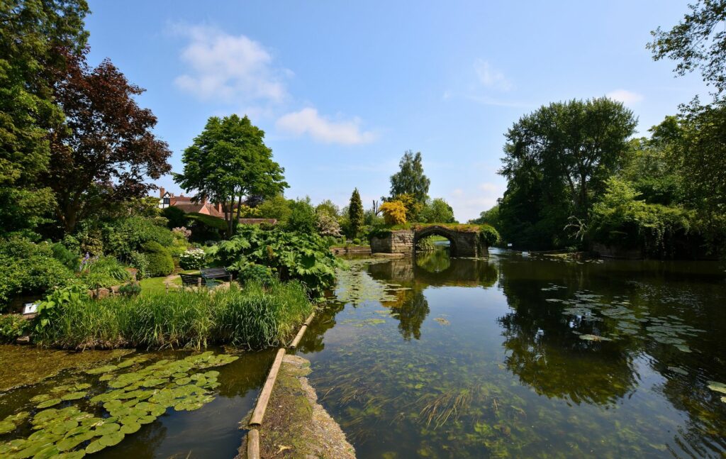 Ruined bridge on the River Avon in Warwick