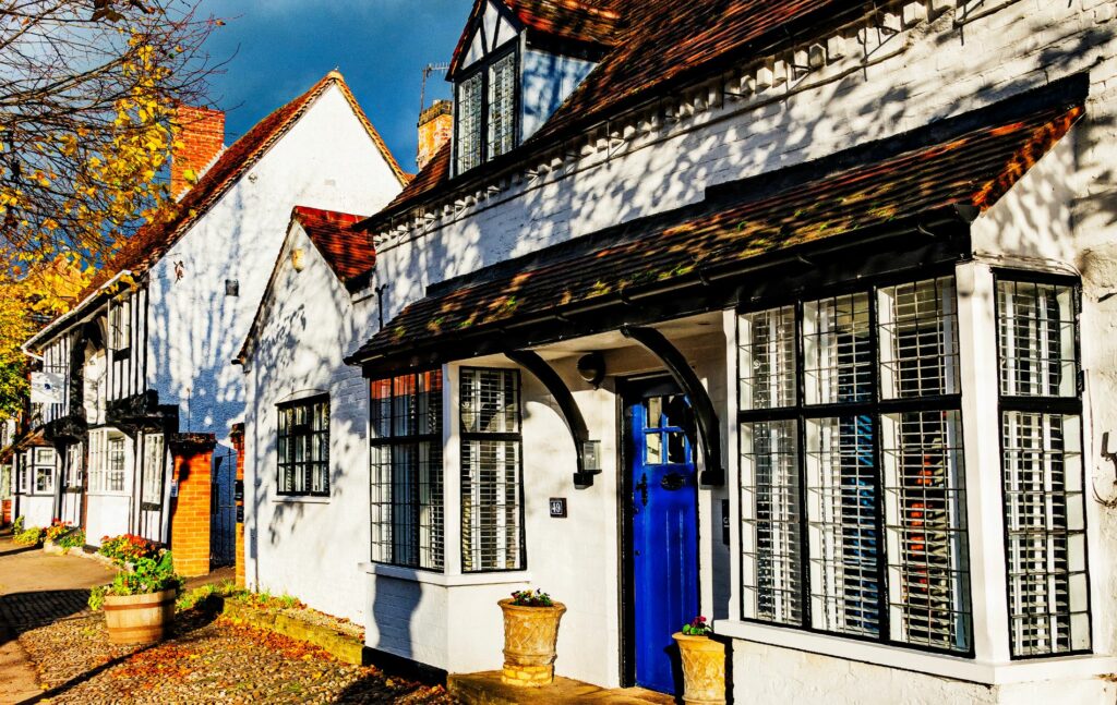 Old houses along the High Street, Henley-in-Arden Village, Warwickshire