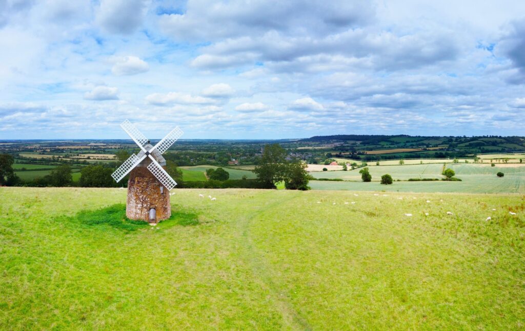 Aerial view of Tysoe windmill, Warwickshire