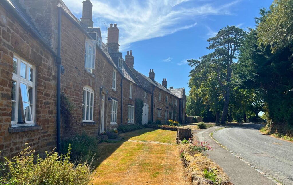 Quiet street in the village of Oxhill, Warwickshire